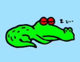 Desenho Crocodilo a dormir pintado por Felipe Q.