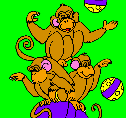 Desenho Macacos a fazer malabarismos pintado por tiago