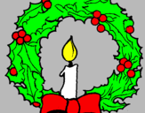 Desenho Coroa de natal e uma vela pintado por veronica