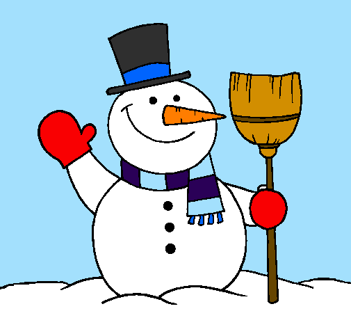 boneco de neve com vassoura