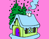 Desenho Casa na neve pintado por geovana