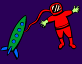 Desenho Foguete e astronauta pintado por lucas miguel