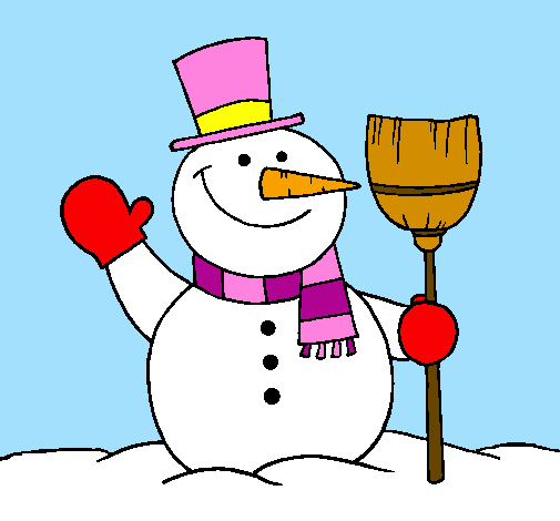 boneco de neve com vassoura