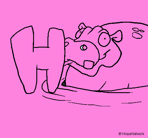 Desenho Hipopótamo pintado por BRAIAN 4ANOS