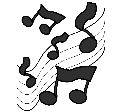 Desenho Notas na escala musical pintado por becas miuda actomica