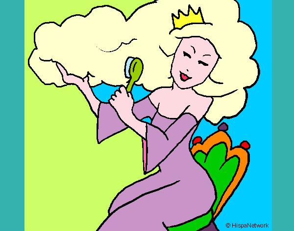 Desenho Princesa a pentear-se pintado por marisa
