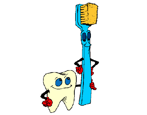 Desenho Dentes e escova de dentes pintado por Vitor 