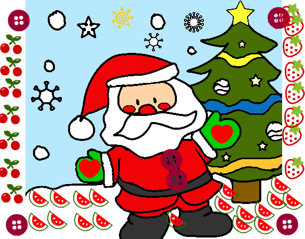 Desenho de feliz natal papai noel pintado e colorido por Julia423 o dia 18  de Dezembro do 2011