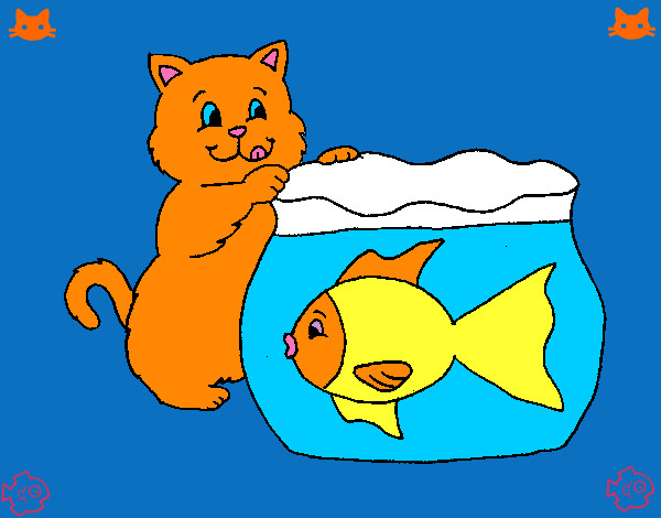 Desenho Gato e peixe pintado por Danny90