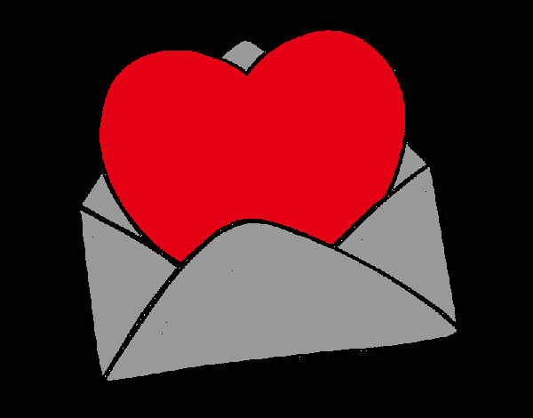 Desenho Coração num envelope pintado por francielli