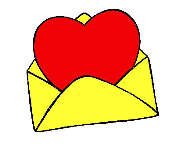 Desenho Coração num envelope pintado por mar8car2