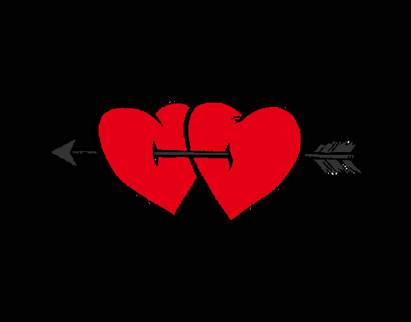 Desenho Dois corações com uma seta pintado por francielli