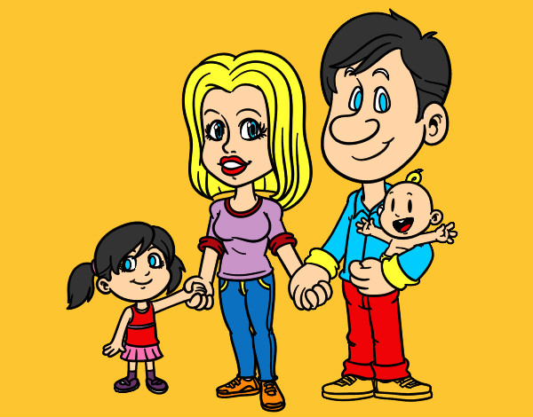 Desenho Família feliz pintado por Nayara 