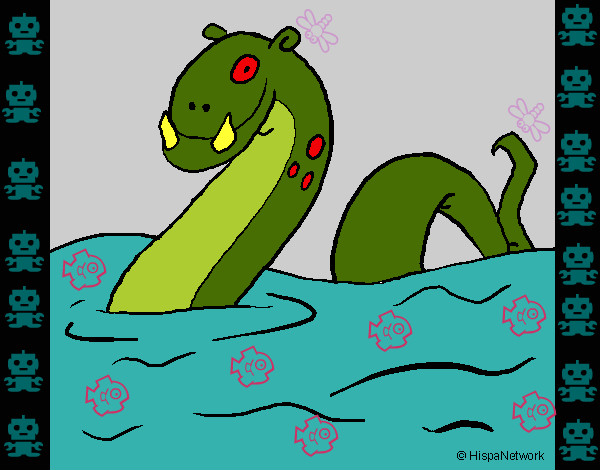 Desenho Monstro do lago nes pintado por arthur