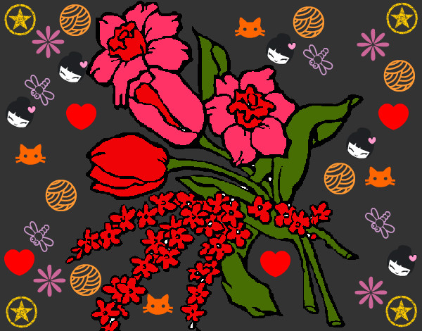 Desenho Ramo de flores pintado por DUDI