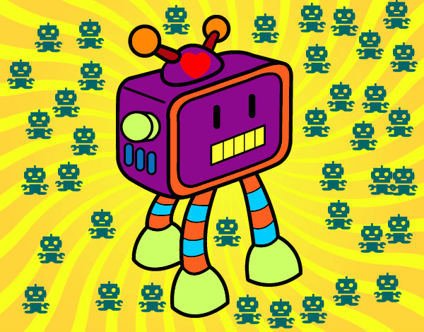 Desenho Robot TV pintado por edney