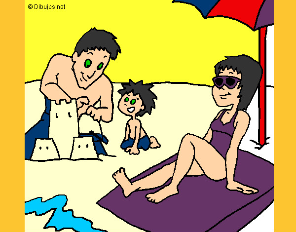 Desenho Família férias pintado por  poly