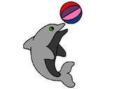 Desenho Golfinho a jogar com uma bola pintado por pollyanne