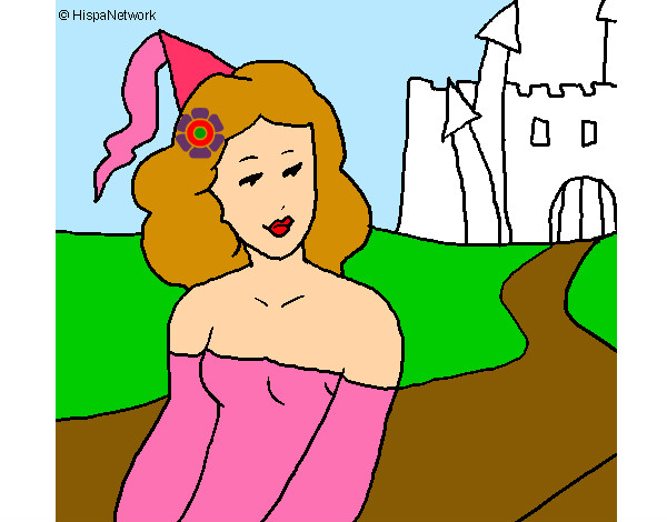 Desenho Princesa e castelo pintado por matz