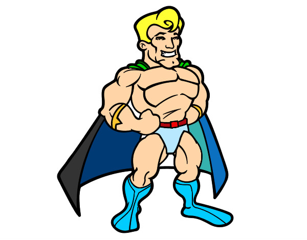 Desenho Super-herói musculoso pintado por leandro6