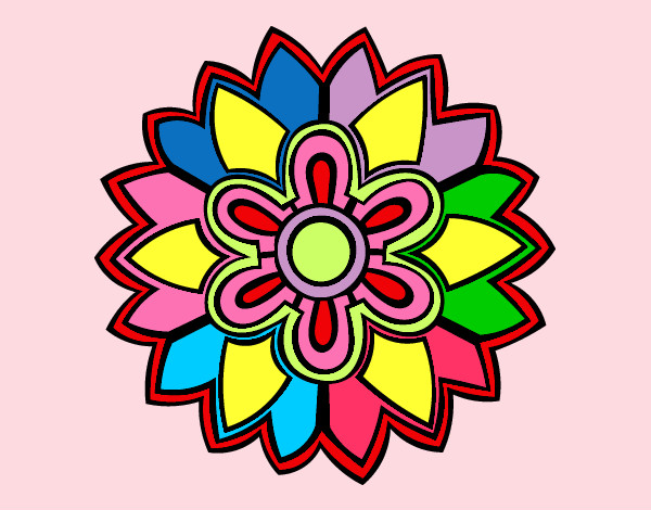 Desenho Mandala em forma flor weiss pintado por zilda