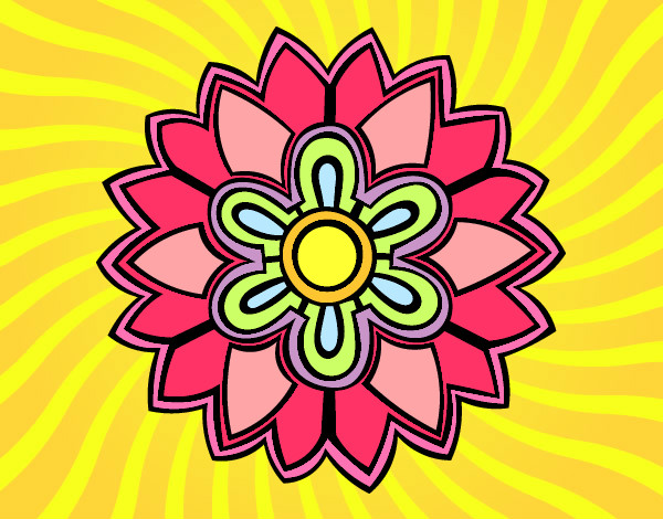 Desenho Mandala em forma flor weiss pintado por fabiana