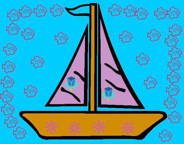 Desenho Barco veleiro pintado por laura