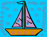 Desenho Barco veleiro pintado por laura