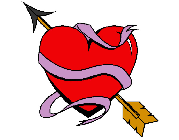 Desenho Coração com seta pintado por laura