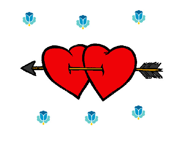 Desenho Dois corações com uma seta pintado por laura