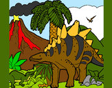 Desenho Família de Tuojiangossauros pintado por bruninho
