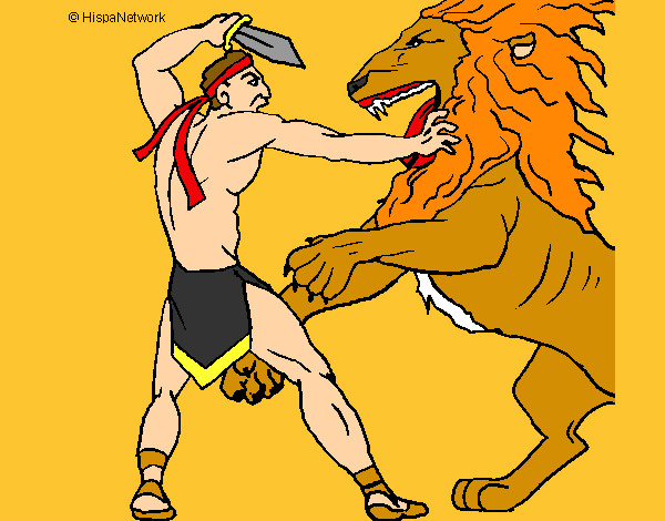 Gladiador contra leão 