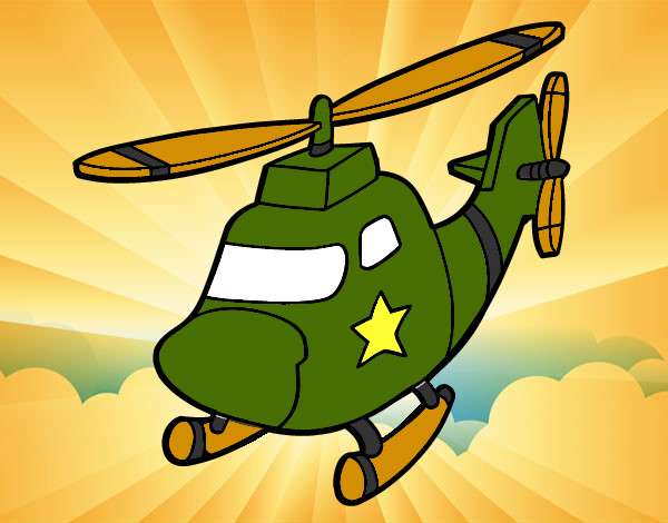 Desenho Helicoptero com uma estrela pintado por laura