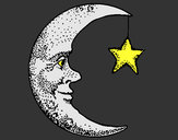 Desenho Lua e estrela pintado por bruninho