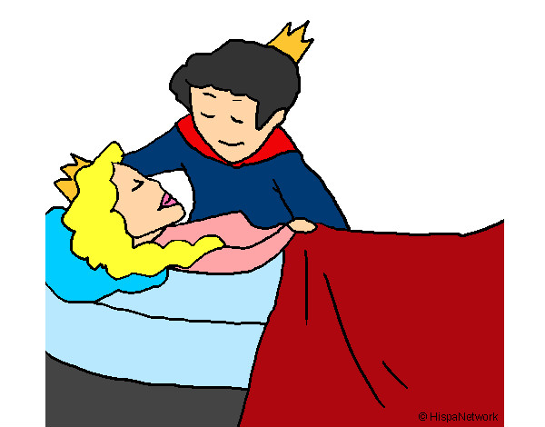 Desenho A princesa a dormir e o príncipe pintado por Laila
