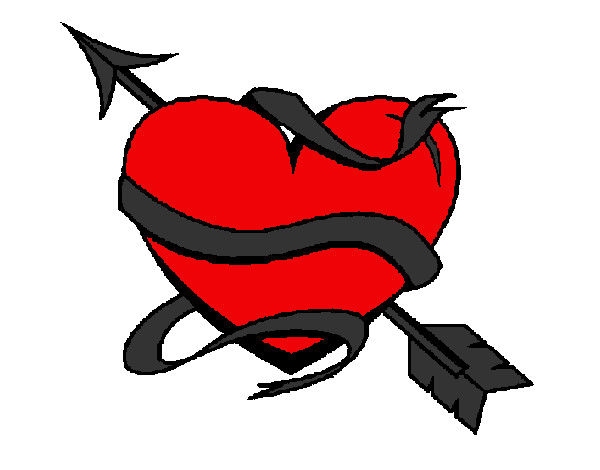 Desenho Coração com seta pintado por jhenifer