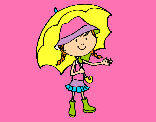 Desenho Menina com guarda-chuva pintado por Antonella