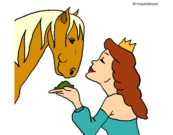 Desenho Princesa e cavalo pintado por Laila