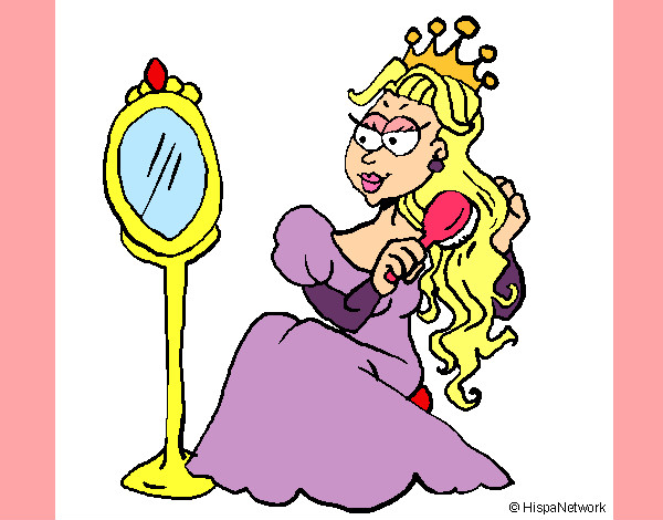 Desenho Princesa e espelho pintado por Laila
