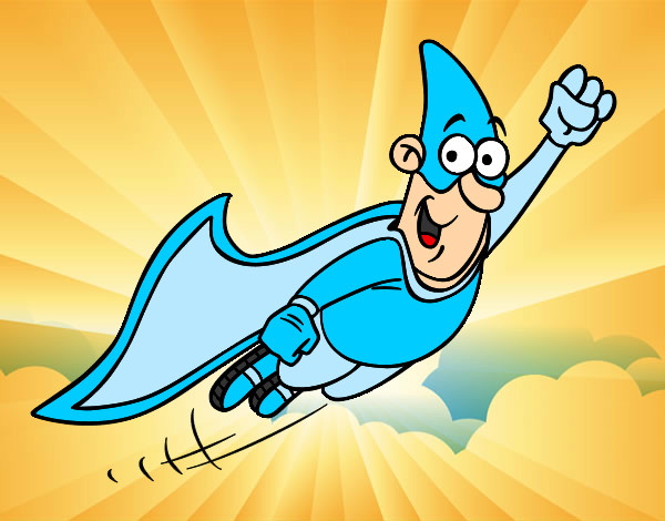 Desenho Super-herói voando pintado por istal