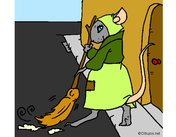 Rata limpando calçada
