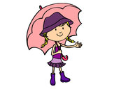 Desenho Menina com guarda-chuva pintado por Laila