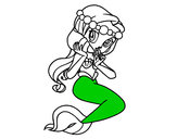 Desenho Sereia  com uma Caracol de mar pintado por nicoli 
