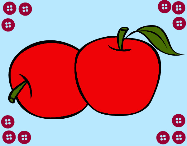 Desenho Dois maçãs pintado por ElaineHoky