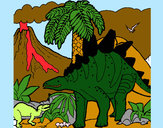 Desenho Família de Tuojiangossauros pintado por kalline