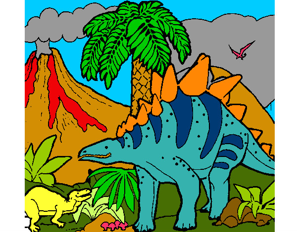 Desenho Família de Tuojiangossauros pintado por digoarakak