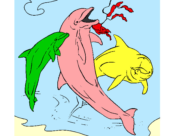 Desenho Golfinhos a brincar pintado por nicollas