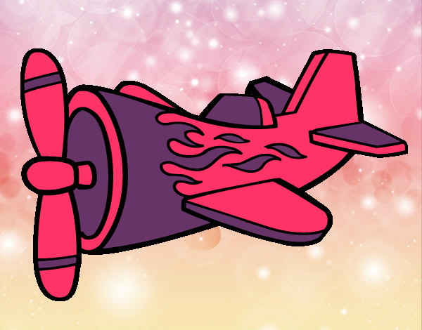 Desenho Avião em chamas pintado por luluzinha