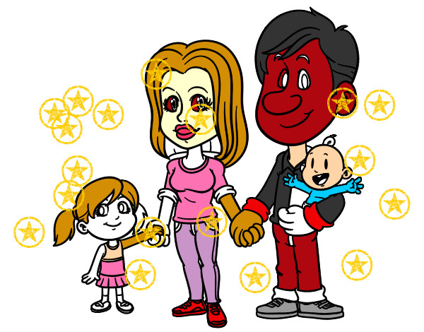 Desenho Família feliz pintado por pereira