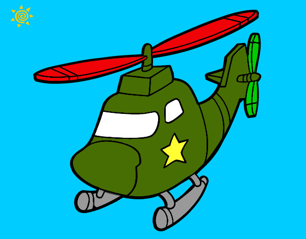 Desenho Helicoptero com uma estrela pintado por Guto